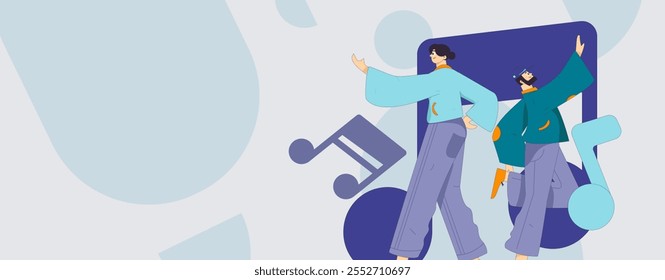 Music characters scene flat vector concept operation illustration
