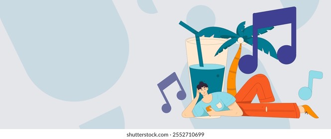 Music characters scene flat vector concept operation illustration
