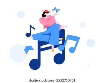 Music characters scene flat vector concept operation illustration
