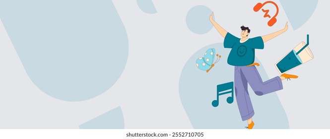 Music characters scene flat vector concept operation illustration
