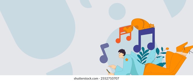 Music characters scene flat vector concept operation illustration
