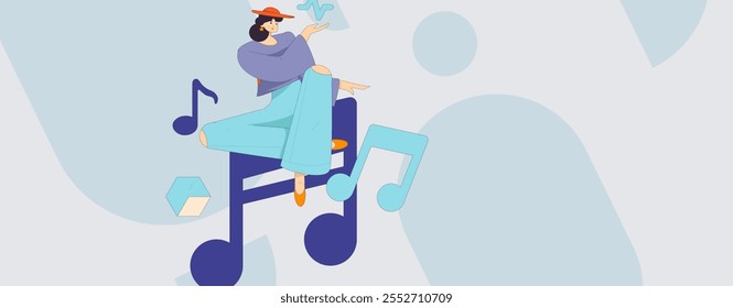 Music characters scene flat vector concept operation illustration
