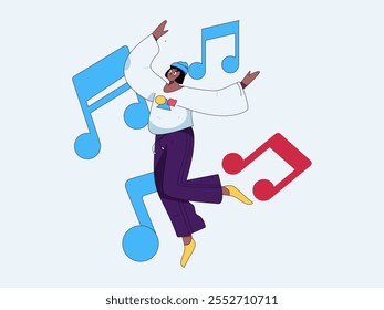 Music characters scene flat vector concept operation illustration
