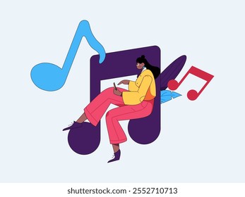 Music characters scene flat vector concept operation illustration
