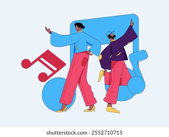 Music characters scene flat vector concept operation illustration
