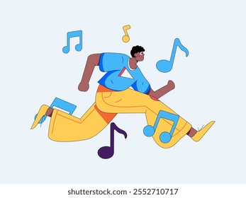 Music characters scene flat vector concept operation illustration
