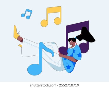 Music characters scene flat vector concept operation illustration
