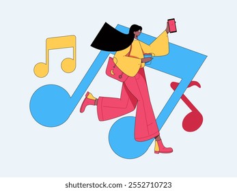 Music characters scene flat vector concept operation illustration
