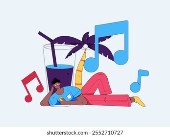 Music characters scene flat vector concept operation illustration
