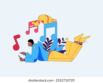 Music characters scene flat vector concept operation illustration
