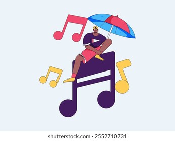 Music characters scene flat vector concept operation illustration
