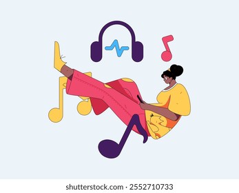 Music characters scene flat vector concept operation illustration
