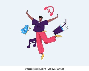 Music characters scene flat vector concept operation illustration
