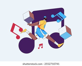 Music characters scene flat vector concept operation illustration
