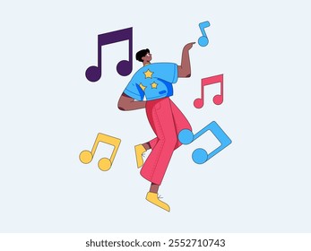 Music characters scene flat vector concept operation illustration
