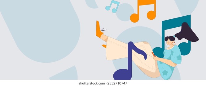 Music characters scene flat vector concept operation illustration
