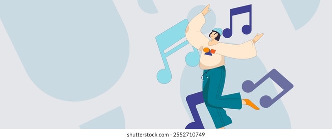 Music characters scene flat vector concept operation illustration
