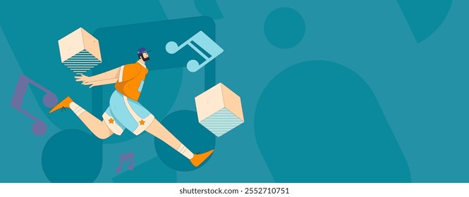 Music characters scene flat vector concept operation illustration
