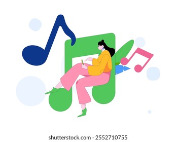 Music characters scene flat vector concept operation illustration
