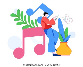 Music characters scene flat vector concept operation illustration
