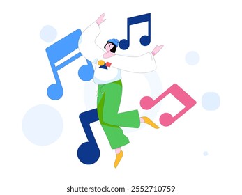 Music characters scene flat vector concept operation illustration
