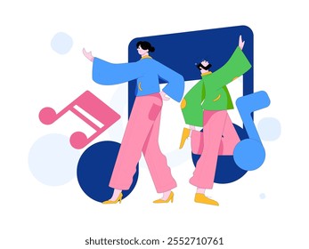 Music characters scene flat vector concept operation illustration
