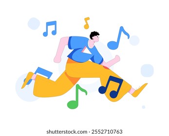 Music characters scene flat vector concept operation illustration
