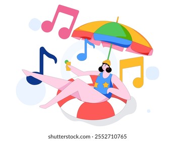 Music characters scene flat vector concept operation illustration
