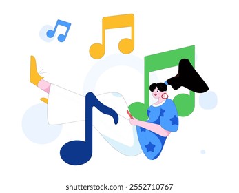 Music characters scene flat vector concept operation illustration
