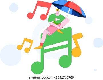 Music characters scene flat vector concept operation illustration
