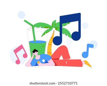 Music characters scene flat vector concept operation illustration
