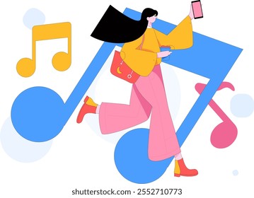 Music characters scene flat vector concept operation illustration
