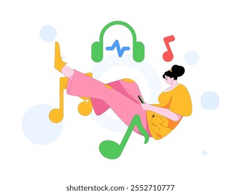 Music characters scene flat vector concept operation illustration
