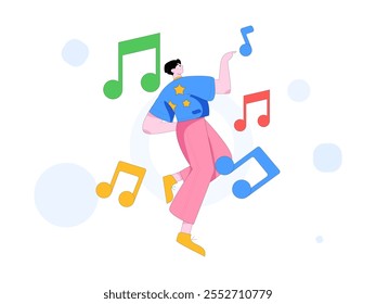 Music characters scene flat vector concept operation illustration
