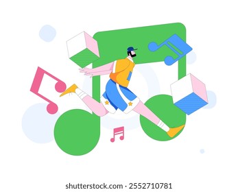 Music characters scene flat vector concept operation illustration
