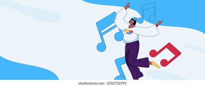 Music characters scene flat vector concept operation illustration
