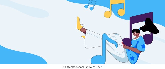 Music characters scene flat vector concept operation illustration
