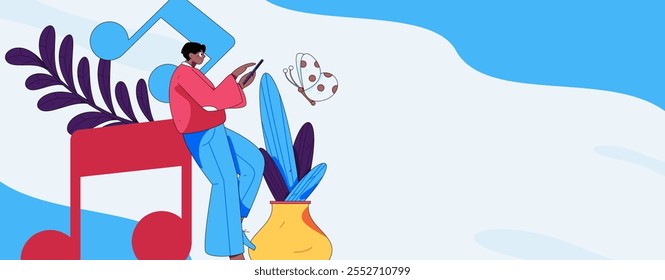 Music characters scene flat vector concept operation illustration
