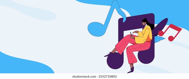 Music characters scene flat vector concept operation illustration
