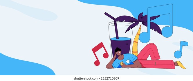 Music characters scene flat vector concept operation illustration
