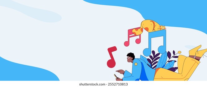 Music characters scene flat vector concept operation illustration
