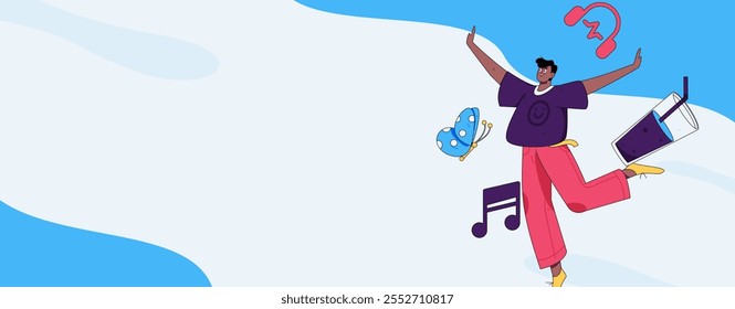 Music characters scene flat vector concept operation illustration
