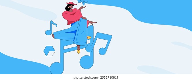 Music characters scene flat vector concept operation illustration
