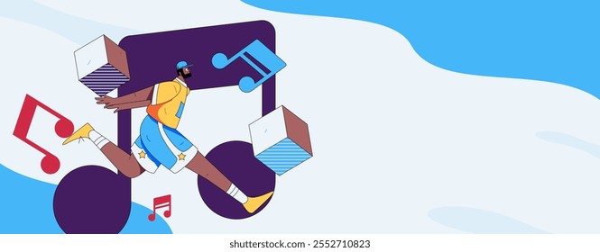 Music characters scene flat vector concept operation illustration
