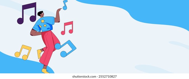 Music characters scene flat vector concept operation illustration
