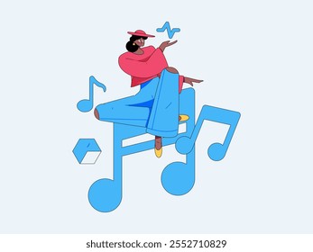 Music characters scene flat vector concept operation illustration
