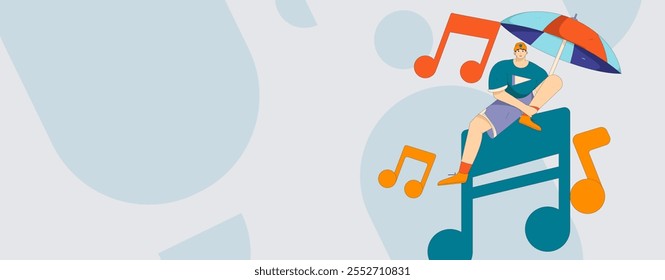 Music characters scene flat vector concept operation illustration
