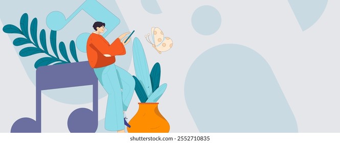 Music characters scene flat vector concept operation illustration
