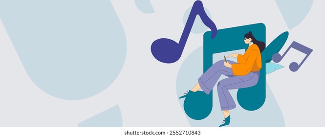 Music characters scene flat vector concept operation illustration
