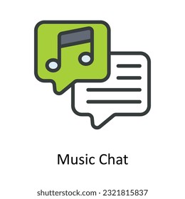 Music Chat Vector Fill Umriss Icon Design Illustration. Multimedia-Symbol auf weißem Hintergrund - EPS10-Datei